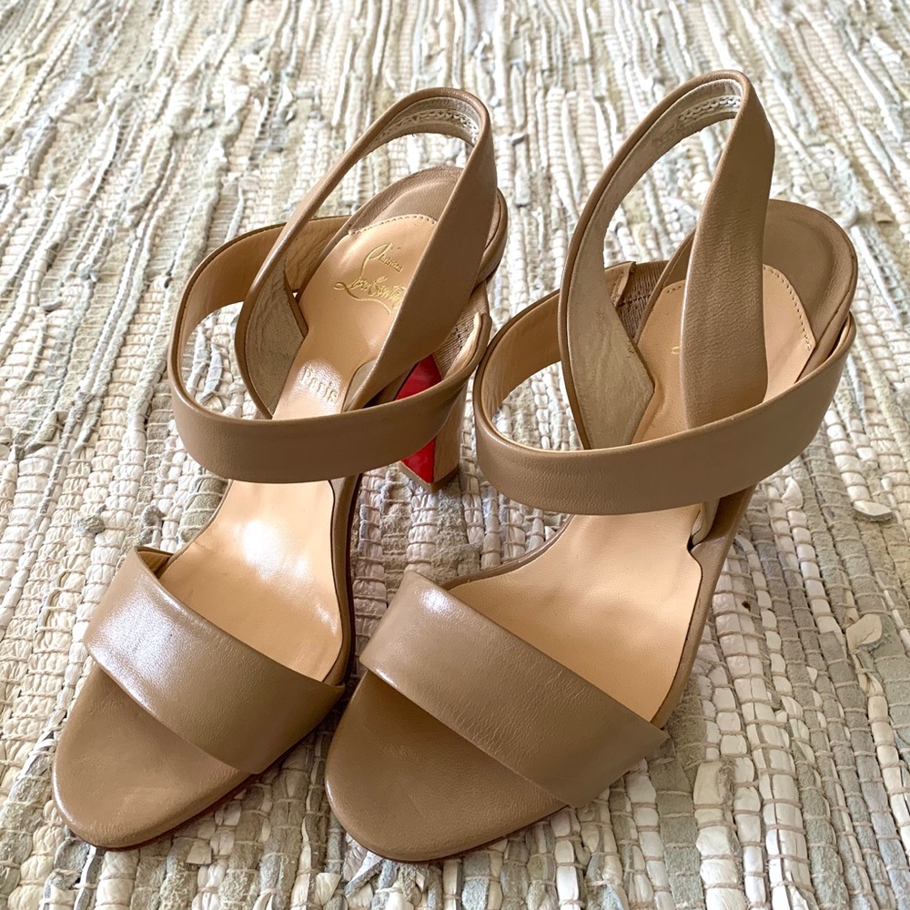 Beige Louboutin sandals